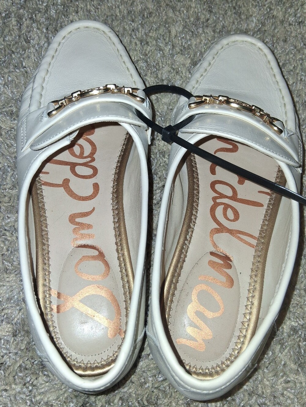 Sam Edmelman Loafers With Gold Detail White Size 7.5
